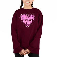 Load image into Gallery viewer, Cowgirl at Heart - Girl's Word Art Crewneck Sweatshirt