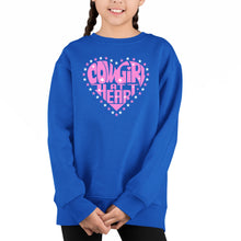 Load image into Gallery viewer, Cowgirl at Heart - Girl's Word Art Crewneck Sweatshirt