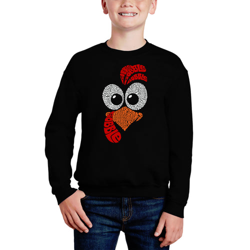 Turkey Face - Boy's Word Art Crewneck Sweatshirt