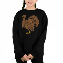 Load image into Gallery viewer, Thankgiving Turkey - Girl's Word Art Crewneck Sweatshirt