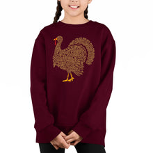 Load image into Gallery viewer, Thankgiving Turkey - Girl's Word Art Crewneck Sweatshirt