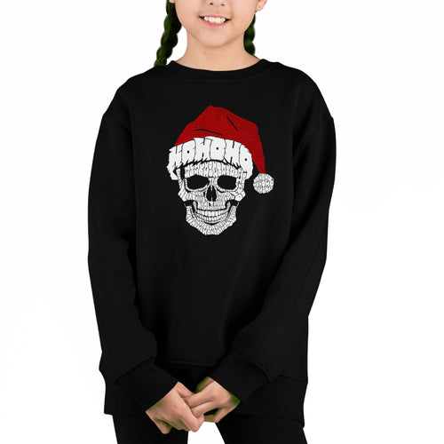 Santa Skull - Girl's Word Art Crewneck Sweatshirt