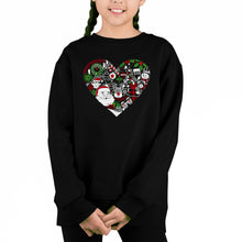 Load image into Gallery viewer, Christmas Themed Heart - Girl's Word Art Crewneck Sweatshirt