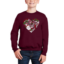 Load image into Gallery viewer, Christmas Themed Heart - Boy's Word Art Crewneck Sweatshirt
