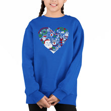 Load image into Gallery viewer, Christmas Themed Heart - Girl's Word Art Crewneck Sweatshirt