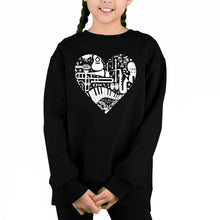 Load image into Gallery viewer, Musical Instrument Heart - Girl's Word Art Crewneck Sweatshirt