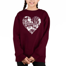 Load image into Gallery viewer, Musical Instrument Heart - Girl's Word Art Crewneck Sweatshirt