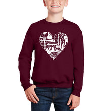 Load image into Gallery viewer, Musical Instrument Heart - Boy's Word Art Crewneck Sweatshirt