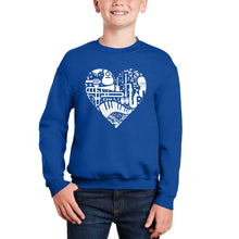 Load image into Gallery viewer, Musical Instrument Heart - Boy's Word Art Crewneck Sweatshirt