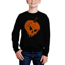 Load image into Gallery viewer, Evil Pumpkin - Boy's Word Art Crewneck Sweatshirt