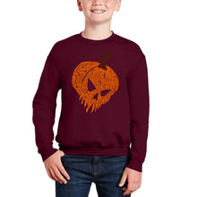 Load image into Gallery viewer, Evil Pumpkin - Boy's Word Art Crewneck Sweatshirt