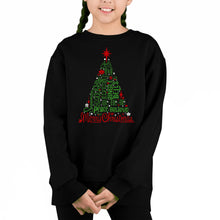 Load image into Gallery viewer, Holiday Christmas Tree - Girl's Word Art Crewneck Sweatshirt