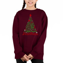 Load image into Gallery viewer, Holiday Christmas Tree - Girl's Word Art Crewneck Sweatshirt
