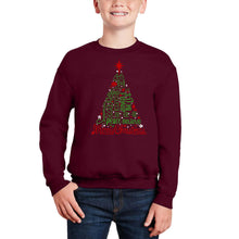 Load image into Gallery viewer, Holiday Christmas Tree - Boy's Word Art Crewneck Sweatshirt