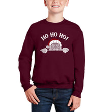Load image into Gallery viewer, Peeking Santa - Boy's Word Art Crewneck Sweatshirt