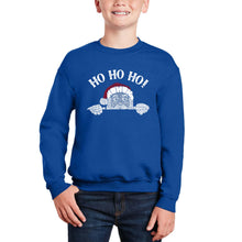 Load image into Gallery viewer, Peeking Santa - Boy's Word Art Crewneck Sweatshirt