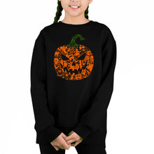 Load image into Gallery viewer, Halloween Pumpkin - Girl's Word Art Crewneck Sweatshirt