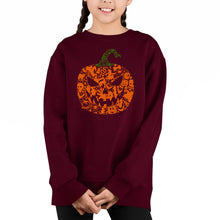 Load image into Gallery viewer, Halloween Pumpkin - Girl's Word Art Crewneck Sweatshirt