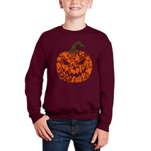 Load image into Gallery viewer, Halloween Pumpkin - Boy's Word Art Crewneck Sweatshirt