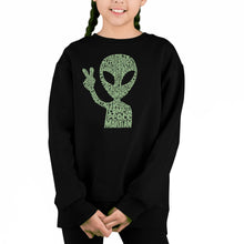 Load image into Gallery viewer, Peace Alien - Girl's Word Art Crewneck Sweatshirt