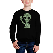 Load image into Gallery viewer, Peace Alien - Boy's Word Art Crewneck Sweatshirt