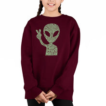 Load image into Gallery viewer, Peace Alien - Girl's Word Art Crewneck Sweatshirt