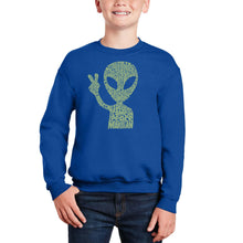 Load image into Gallery viewer, Peace Alien - Boy's Word Art Crewneck Sweatshirt