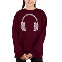 Load image into Gallery viewer, Mood Headphones - Girl's Word Art Crewneck Sweatshirt