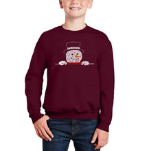 Load image into Gallery viewer, Peeking Snowman - Boy's Word Art Crewneck Sweatshirt