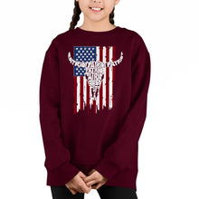 Load image into Gallery viewer, Patriot Flag - Girl's Word Art Crewneck Sweatshirt