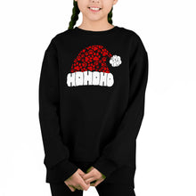Load image into Gallery viewer, Paw Print Santa Hat - Girl's Word Art Crewneck Sweatshirt