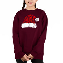 Load image into Gallery viewer, Paw Print Santa Hat - Girl's Word Art Crewneck Sweatshirt