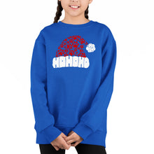 Load image into Gallery viewer, Paw Print Santa Hat - Girl's Word Art Crewneck Sweatshirt