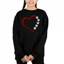 Load image into Gallery viewer, Meow Heart - Girl's Word Art Crewneck Sweatshirt