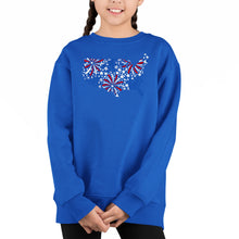 Load image into Gallery viewer, USA Fireworks - Girl's Word Art Crewneck Sweatshirt