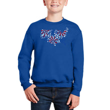 Load image into Gallery viewer, USA Fireworks - Boy's Word Art Crewneck Sweatshirt
