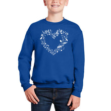 Load image into Gallery viewer, Sheet Music Heart - Boy's Word Art Crewneck Sweatshirt