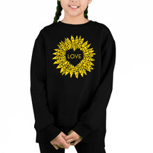 Load image into Gallery viewer, Sunflower Love - Girl's Word Art Crewneck Sweatshirt