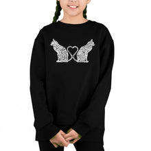 Load image into Gallery viewer, Cat Tail Hearts - Girl&#39;s Word Art Crewneck Sweatshirt