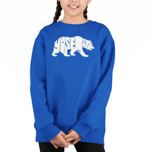 Load image into Gallery viewer, Yosemite Bear - Girl's Word Art Crewneck Sweatshirt