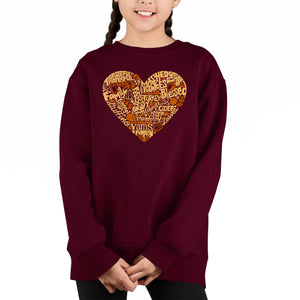 Thanksgiving Heart - Girl's Word Art Crewneck Sweatshirt