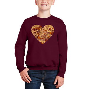 Thanksgiving Heart - Boy's Word Art Crewneck Sweatshirt