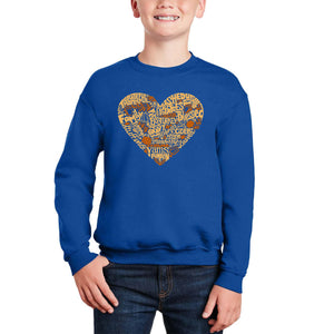 Thanksgiving Heart - Boy's Word Art Crewneck Sweatshirt