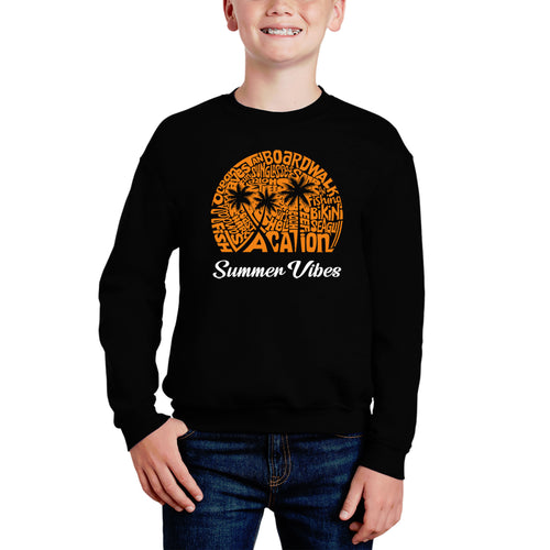 Summer Vibes - Boy's Word Art Crewneck Sweatshirt