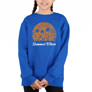 Summer Vibes - Girl's Word Art Crewneck Sweatshirt