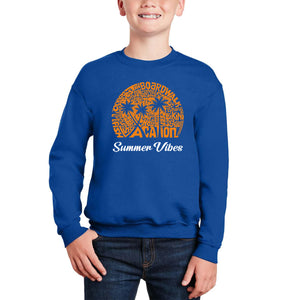 Summer Vibes - Boy's Word Art Crewneck Sweatshirt