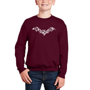 Halloween Bat - Boy's Word Art Crewneck Sweatshirt