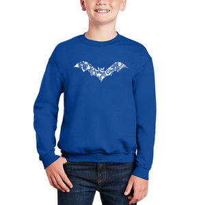 Halloween Bat - Boy's Word Art Crewneck Sweatshirt