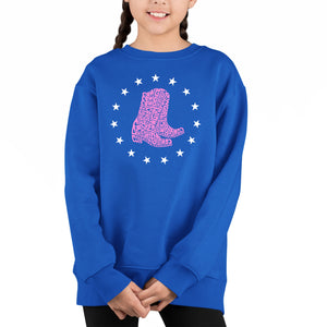 Cowgirl Boots - Girl's Word Art Crewneck Sweatshirt