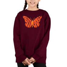 Load image into Gallery viewer, Butterfly - Girl&#39;s Word Art Crewneck Sweatshirt
